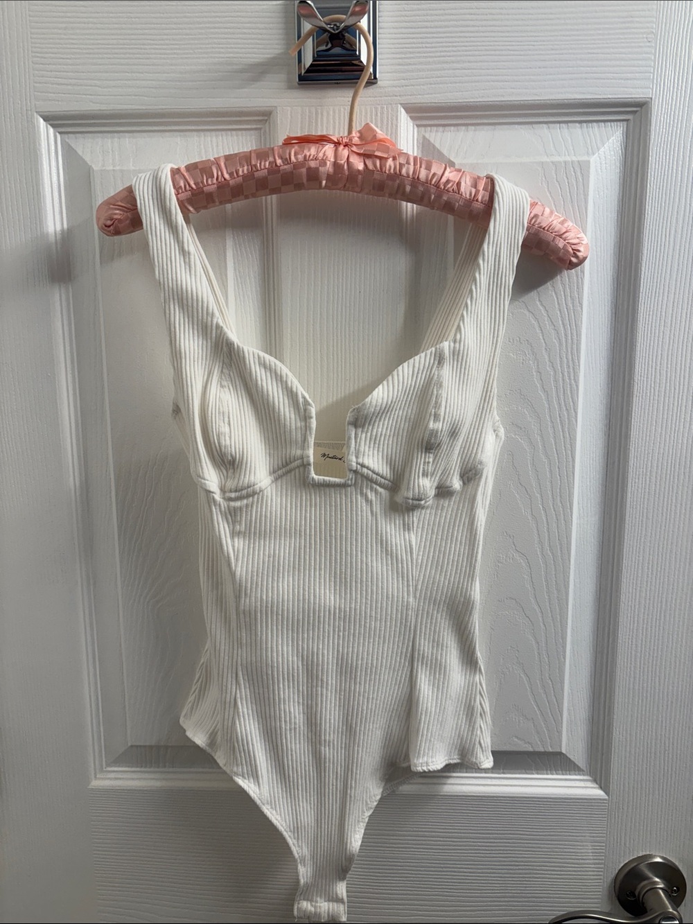 Classic Retro MUSTARD SEED Ribbed White Bodysuit Tank Top Size M